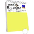 Telli Masaüstü Not Defteri Kareli A5 Orta Boy 1 Adet Masa Üstü Plastik Kapaklı Spiralli Bloknot Blocknote 80 Yaprak Büro - Sarı