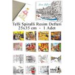 Telli Resim Defteri 15 Yaprak 25X35 cm 1 Adet Artlantis Spiralli Orta Boy Telli Resim Defteri Karton Kapak 110 gr Okul - Beyaz