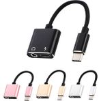 Telmba 2'si 1 Arada Type-C USB C'den 3,5 mm Sesli Kulaklık Jak Adaptörü Aux ve Sync Şarj Kablosu (Yurt Dışından)