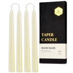 TELOSMA 8" Balmumu Konik Mumlar 4'lü Paket - Tamamen Doğal,%100 Saf Kokusuz Arı Balmumu Mum, Damlatmaz, 5 Saat Yanma Süresi -Beyaz
