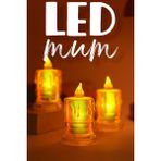 Telvesse 3 Adet LED Mum Simli Tipi Pil Dahil Dumansız Alev Ledli Yapay Dekoratif Mum Işığı Orta PT421 - Şeffaf