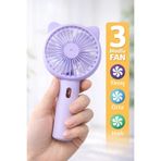 Telvesse 3 Modlu Şarjlı El Fanı 3 Kademe Seyahat Masaüstü Vantilatör Taşınabilir Mini Fan Mor F136