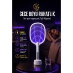 Telvesse 7/24 Şarjlı Elektrikli Sinek Raketi Standlı Sivrisinek Haşere Öldürücü Sineklik Haşere Aleti Z103