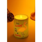 Telvesse Led Mum Bardak Tipi Pilli Dumansız Alevli Dekoratif Yapay Mum Işıldak Dekor Lambası 10 cm (Flamingo)