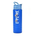 Telvesse Paslanmaz 304 Çelik Matara Pipetli Motivasyon Matarası Suluğu 304 Çelik Suluk Mavi 750 ml 1156
