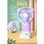 Telvesse Şarjlı Telefon Standlı Mini El Fanı Seyahat Masaüstü Vantilatör Taşınabilir Mini Fan Mor 0808