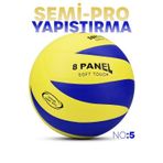 Telvesse SEMİ-PRO Voleybol Topu Lamineli Beton Zemin SoftTouch İç-Dış Mekana Uygun 8 Panel Sarı-Mavi GSV103