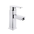 Tema Kare Slim Tek Gövde Sabit Lavabo Bataryası Musluk Krom Gümüş