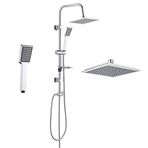 TEMA RAİN QUADRO Banyo Tepe Duş Seti Krom Kaplı Rain Sürgü Paslanmaz Boru 1+1 Duş fonksiyonu Rain Ayırıcı 150cm – 190cm İnce Çift Kenetli Örgülü Duş Spirali 75cm Bağlantı Spirali