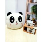 Tema Tasarım Ikili Peluş Panda Yastık ve Ahşap Kutulu Sevimli Panda Temalı Seramik Kupa Bardak Hediye Seti