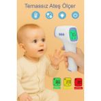 Temassız Kızıl Ötesi Ateş Ölçer Vücut ve Alından Termometre - Ahşap - Beyaz