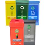 Temel 5’li Geri Dönüşüm Kutusu Seti - Sıfır Atık Kutusu, Plastik, Cam, Kâğıt, Metal, Pil Atık Kutuları