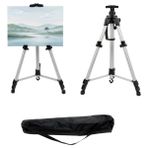 Temel Katlanabilir Alüminyum Tripod Şövale - Kollu Yükseklik Ayarlı, Su Terazili, Pusulalı, Gümüş