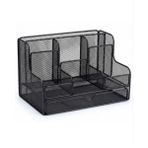Temel Siyah Metal Mesh Masaüstü Organizer Çekmeceli Çok Bölmeli 25X17x16 Cm 9527B