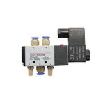 Temhyu Pnömatik Elektrikli Solenoid Valf 5 Yollu 2 Pozisyonlu Manyetik Valf Hava Gaz Kontrolü 12 V 24 V 220 V Bobin Volt 4 mm-12 mm Hortum Bağlantı Parçaları (Renk: 6 mm, Boyut: DC24)