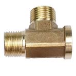 Temhyu Pnömatik Tesisat Pirinç Boru Bağlantısı Erkek Dişi Dişli 1/8" 1/4" 3/8" 1/2" BSP Tee Tipi Bakır Bağlantı Parçaları Su Yağı Gaz Adaptörü (Renk: Erkek-M-F, Boyut: 3/8")