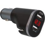 Temiz Pazar 12-24V Çift USB Girişli 5V-2.4A Dijital Voltaj Ekranli Araç Çakmaklik Şarj Aleti - Siyah