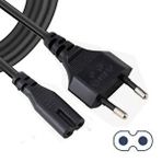 Temiz Pazar Teyp Fişi - Notebook Adaptör Işıldak Power Güç Kablosu 2 Pin - 1.5 Metre Siyah
