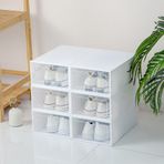 Temizle Plastik Ayakkabı Saklama Kutusu 6 Paket İstiflenebilir Sneaker Konteynerler Havalandırma Toz Geçirmez Şeffaf Kapı Dolap Ayakkabı Kovaları Beyaz