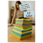 Temizlik Bezi 12 Adet Renkli 40X40cm Mikrofiber Bez Kurulama Bezi İz Bırakmayan Bez Leke Tutmaz Cam Bezi Mutfak Bezi