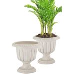 Temmuz Home 2 Adet 6 Litre Kirli Beyaz Plastik Nergis Saksı Seti Yuvarlak Modern Tasarım