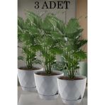 TEMMUZ HOME 26 Litre 3 Adet Prizma Desenli Dekoratif Büyük Boy Tabaklı Plastik Saksı Yakamoz No7 38,5cm 34cm
