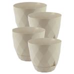 TEMMUZ HOME No 3 Büyük Boy 4 Adet Baklava Desenli Tabaklı Plastik Saksı Yakamoz 2,4 Lt