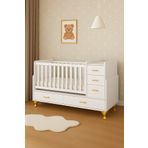 temosan 5 Çekmeceli Büyüyen ve Karyola Olabilen Anne Yanı Sallanan Bebek Beşiği 60 x 120 Altın Ayaklı