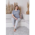 Temporium Kadın Milan Kumaş Büyük Beden Curve Baskılı Desenli Kısa Kollu 1.Kalite Bambu Pijama Takımı
