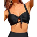 Tempt Me Kadın Fırfırlı Fırfırlı Fırfırlı Bikini Düz Mayo Üst Mayo, Siyah-2, S