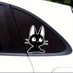 Ten Four Distributions Siyah kedi Anime vinil Sticker 5 inç komik gözetleme gözler çıkartmaları araçlar arabalar için tampon kask pencere ayna bardak bisiklet kamyon