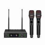 Ten, Profesyonel UHF Kablosuz Mikrofon Seti Çift El Mikrofon 100 Kanal LCD Ekranlı Sahne ve Organizasyon Mikrofonu