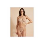 Ten Rengi Fashion Saten Biyeli Tül Sütyen Tanga Takım Bej 85B