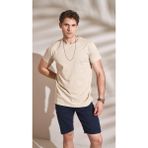 Tena Erkek Bej Bisiklet Yaka Basic Tişört - 2XL