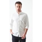 Tena Erkek Ekru Uzun Kol Ripaş Dalgıç Slim Fit Gömlek