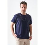 Tena Erkek Lacivert Bisiklet Yaka Interlok Basic Tişört - XL