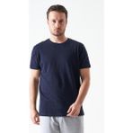 Tena Erkek Lacivert Bisiklet Yaka Ottoman Basic Tişört - 2XL