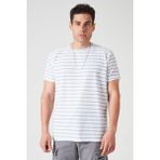 Tena Erkek Mavi Bisiklet Yaka Ringel Mini Waffle Tişört - 2XL