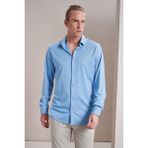 TENA Erkek Mavi Uzun Kollu Merserize Kagi Slim Fit Gömlek