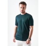 Tena Erkek Nefti-Yeşil Bisiklet Yaka Omuz Kalın Şerit Detaylı Tişört - 2XL