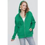 TENA Kadın Benetton Yeşil Kapüşonlu Oversize Fermuarlı Sweatshirt