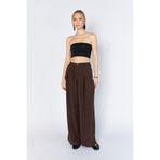 TENA Kadın Kahve Yp5115 Çift Pileli Bol Paça Tencel Pantolon