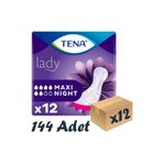 Tena Lady Maxi Night, Kadın Gece Mesane Pedi, 6 Damla, 12li 12 Paket 144 Adet