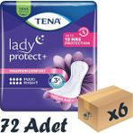 TENA Lady Maxi Night, Kadın Gece Mesane Pedi, 8 Damla, 12'li 6 Paket 72 Adet