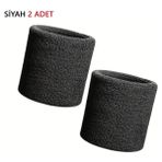 Tenax Fit 10 cm Havlu Bileklik El Bilekliği Futbol Basketbol Tenis Ter Bandı Çiftli Sporcu Bilekliği 2 Adet - Siyah - Standart