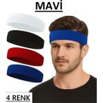 Tenax Fit Havlu Saç Bandı Ter Kafa Bandı Headband Tenis - Futbol - Basketbol Saç Bandı Sporcu Kafa Bandı 1 Adet - Mavi