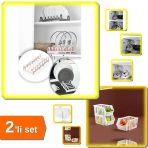 Tencere Kapağı Organizeri 6 Bölmeli Kapak Rafı + Katlı Düzenleyici - Kat Kat Düzenleyici - 2Li Set