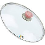 Tencere Sahan Tava Cam Kapağı Kapak 22 cm Pembe Tutma Tepesi - Adet-Set