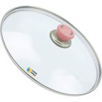Tencere Sahan Tava Cam Kapağı Kapak 32 cm Pembe Tutma Tepesi - Adet-Set