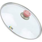 Tencere Sahan Tava Cam Kapağı Kapak 40 cm Pembe Tutma Tepesi - Adet-Set
